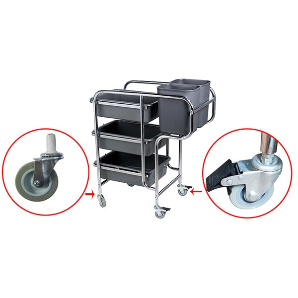 Xe Đẩy Thu Gom Thức ăn Siêu Tiện Lợi , khung Inox, , 4 bánh xe (2 bánh có khóa), bảo hành 12 tháng