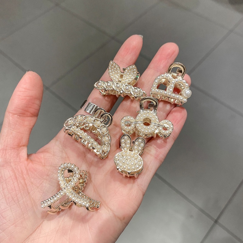 Kẹp tóc nhỏ bằng kim loại đính ngọc trai thời trang Hàn Quốc đơn giản thanh lịch