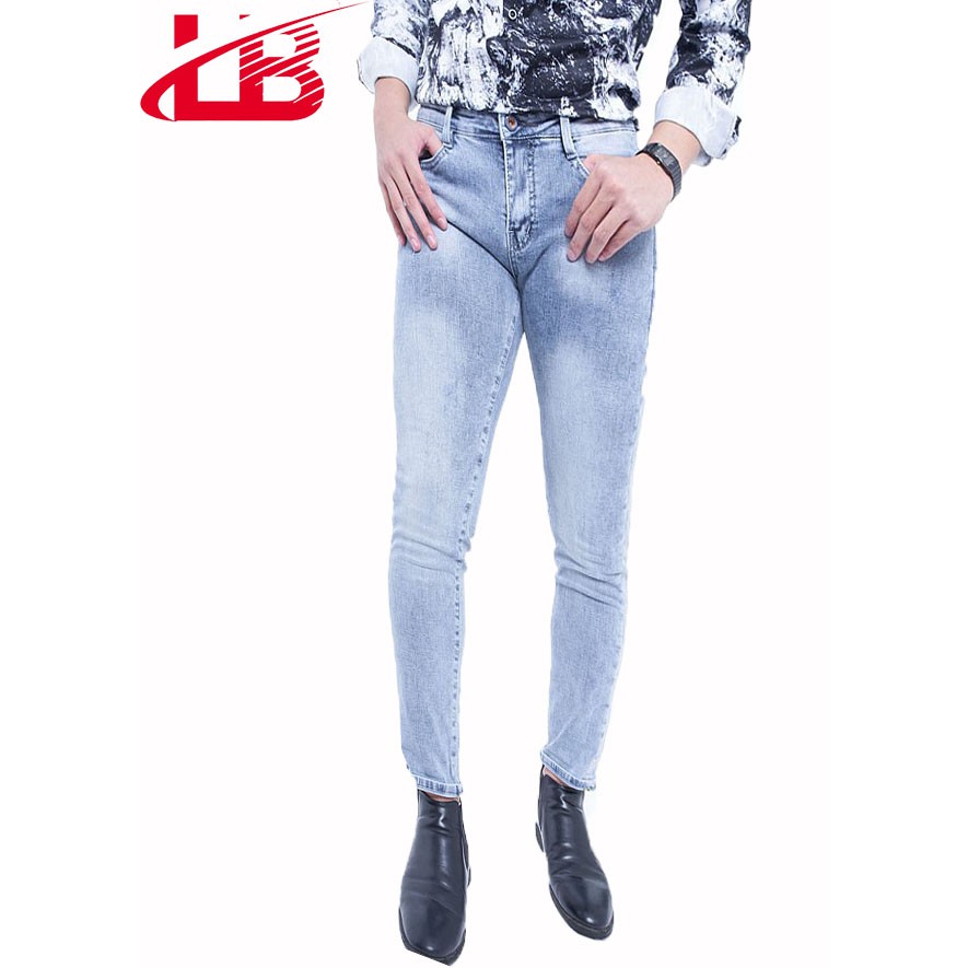 Quần Jean Nam Lb, Vải Jean Denim Co Giãn, Màu Xanh Sáng Trơn Thời Trang , Phom Skinny, Chiều Dài quần 92cm | BigBuy360 - bigbuy360.vn