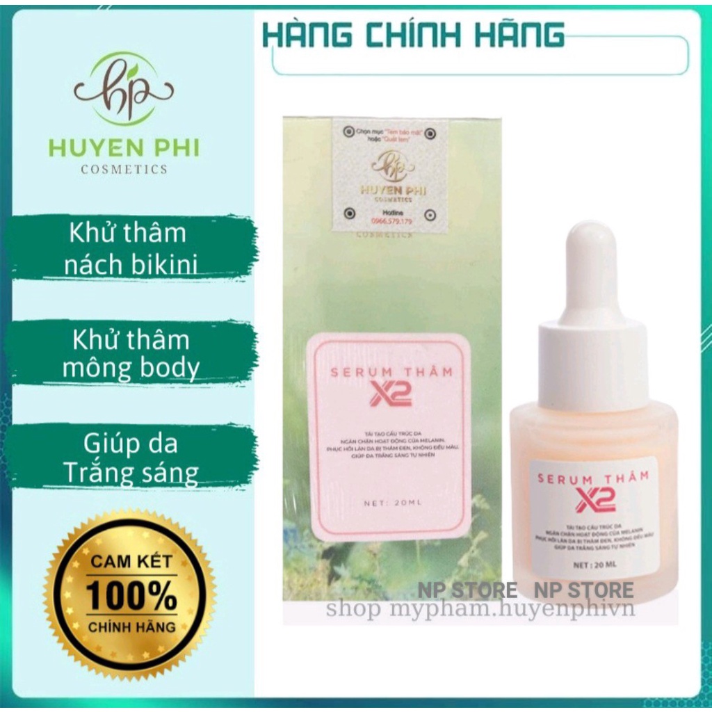 Serum khử thâm X2 Huyền Phi 20ml tác dụng khử thâm hiệu quả nách, bẹn, đầu gối, body giúp da trắng sáng tự nhiên