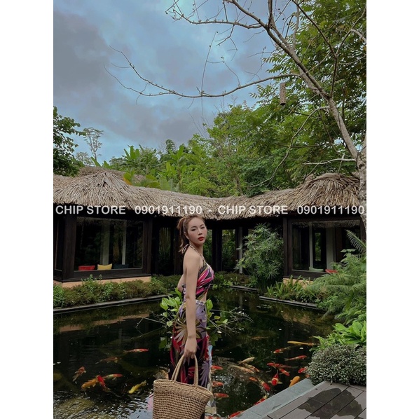 VÁY BODY CUT EO ZARA XUẤT DƯ XỊN HOẠ TIẾT NHIỆT ĐỚI DU LỊCH