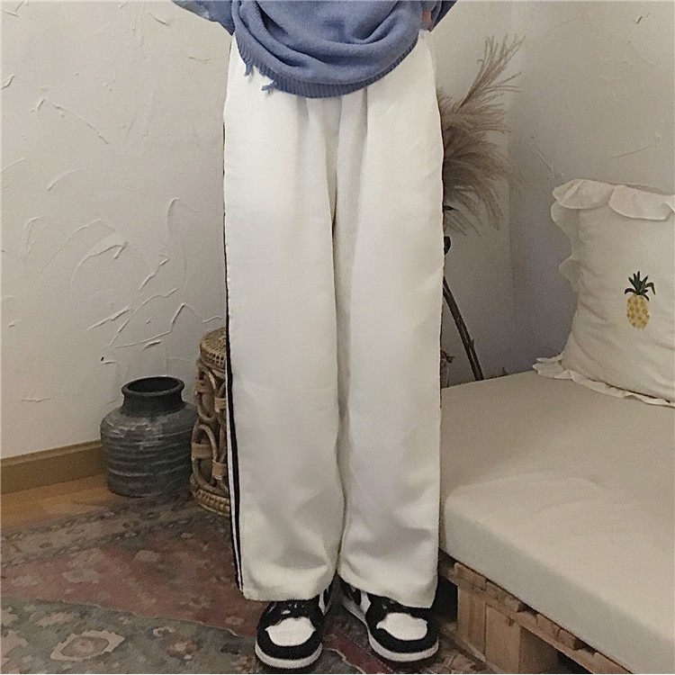 Quần thun ống rộng 3line pants màu trắng , Quần dài Unisex - phong cách hàn quốc