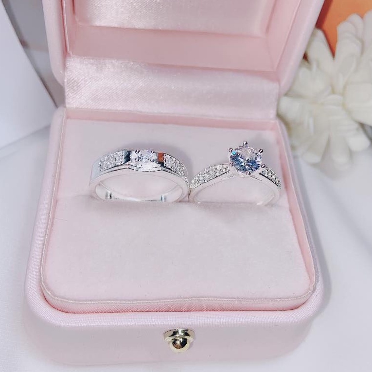 nhẫn đôi , nhẫn cưới , nhẫn cặp . bạc 925 đính đá siêu đẹp - bạc ngọc tân