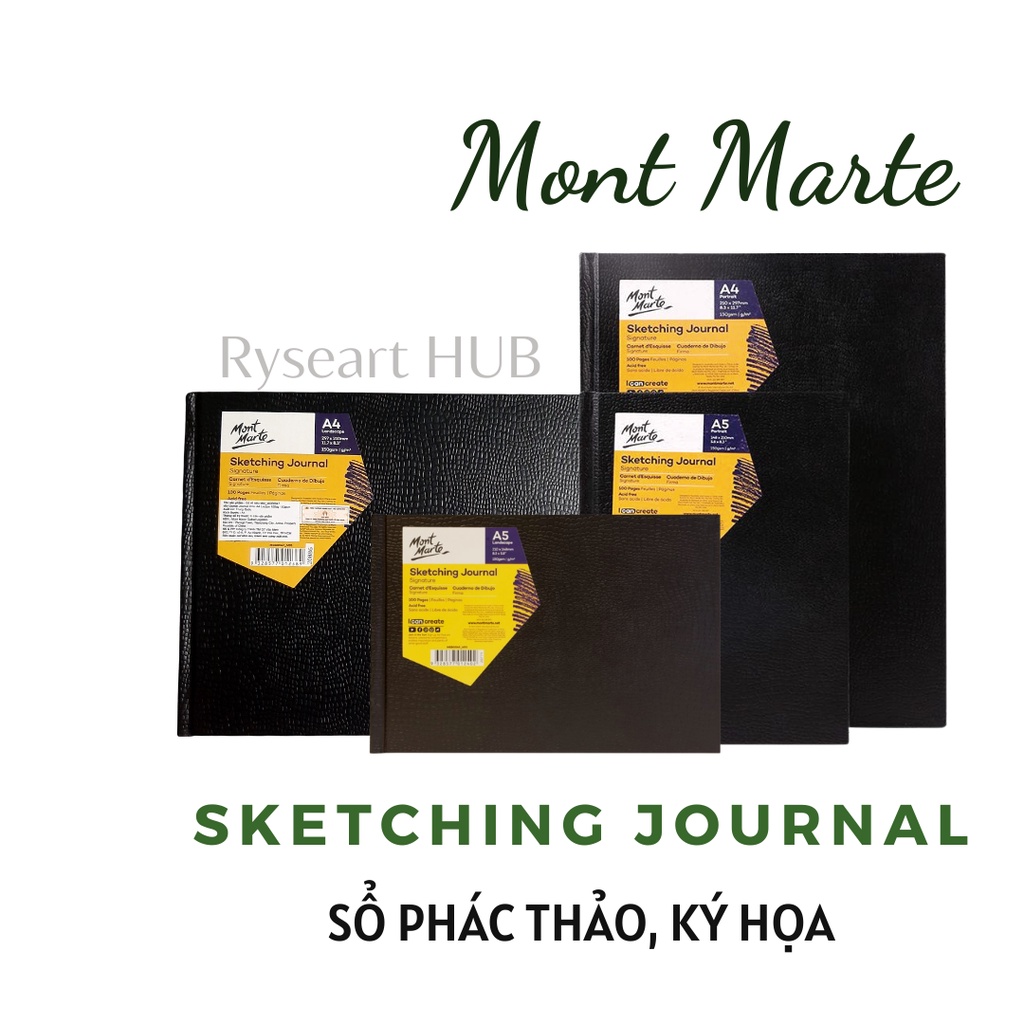 Sổ vẽ chì ký họa, phác thảo Sketching Journal Croc Finish Signature 150gsm khổ A4/A5 Landscape Portrait 100 trang