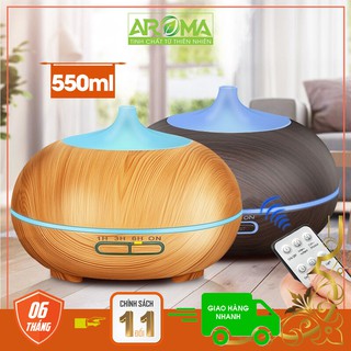 Máy xông tinh dầu, Máy khuếch tán tinh dầu, tạo độ ẩm | Dung tích lớn 550ml | Giọt nước khuyết, bí ngô, vân gỗ | Aroma