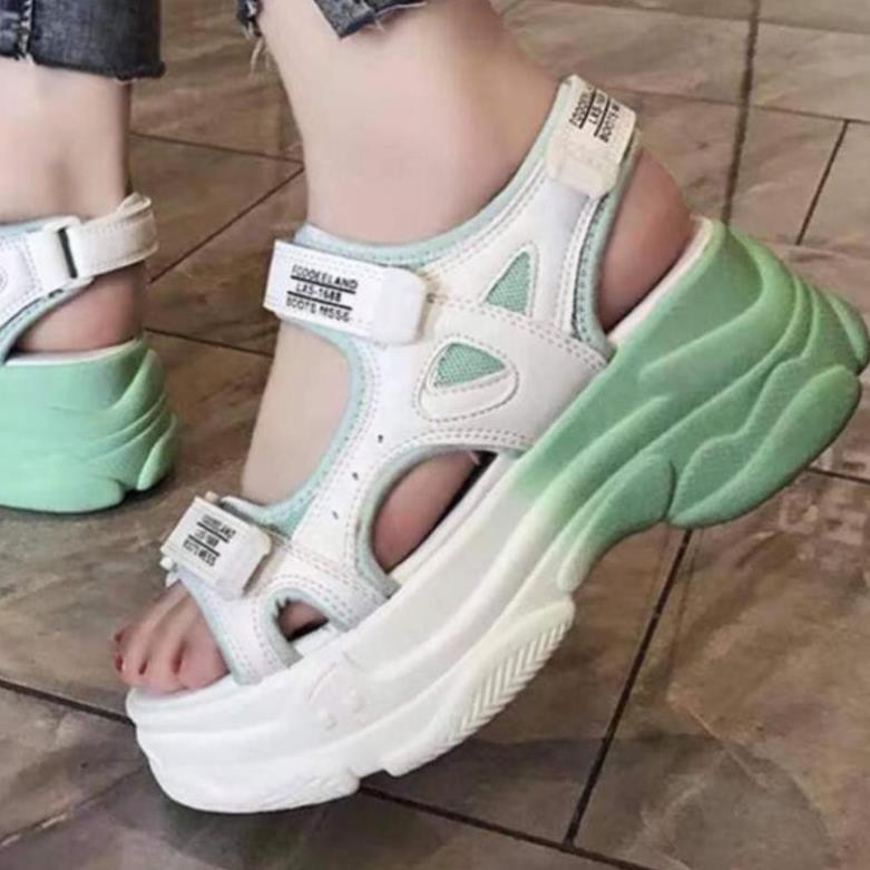 Giày Sandal Dép Xăng Đan Nữ Học Sinh Cá Tính Giá Tốt Mang Êm Chân (Có Ảnh Thật) Phối Màu Cam Xanh Siêu Xịn