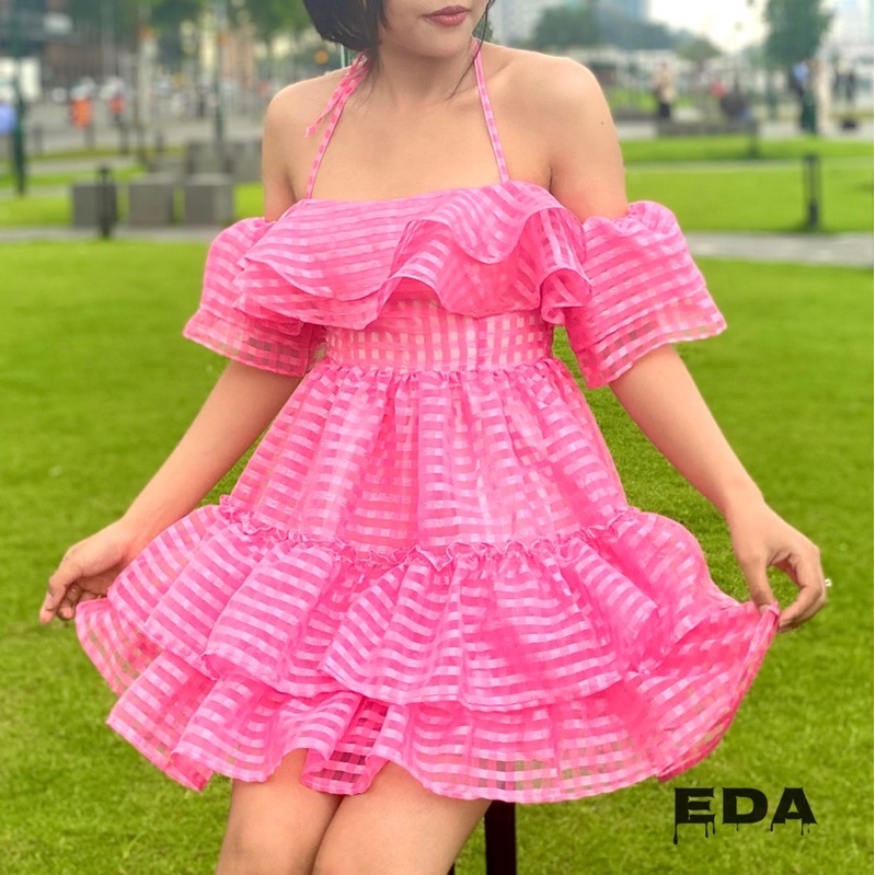 (Ảnh Thật) Đầm BabyDoll Bèo 2 Tầng , Đầm Nữ Trễ Vai Sang Chảnh Tiểu Thư , Freeszie