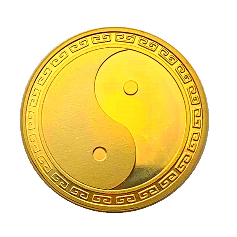 Xu Long Phụng Bát Quái Âm Dương; Màu: vàng; đường kính của mỗi đồng xu là 3cm-TMT Collection-SP002467