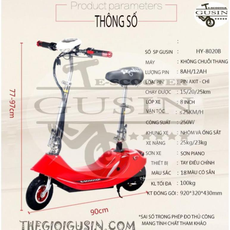 Xe Điện E-scooter mini Màu Đỏ / GuSin Phân Phối Chính Hãng / Sỉ lẽ Toàn Quốc