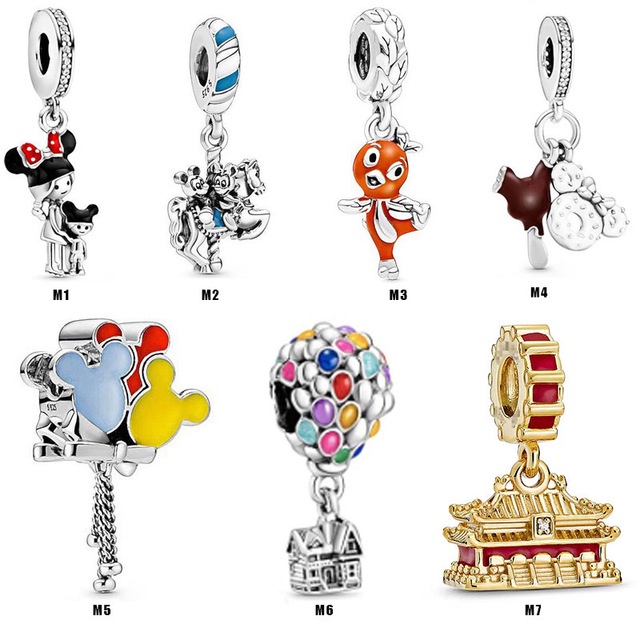 Mặt Dây Chuyền Bạc 925 Hình Chuột mickey minnie Chim Cam Vòng Xoay Ngựa Gỗ diy