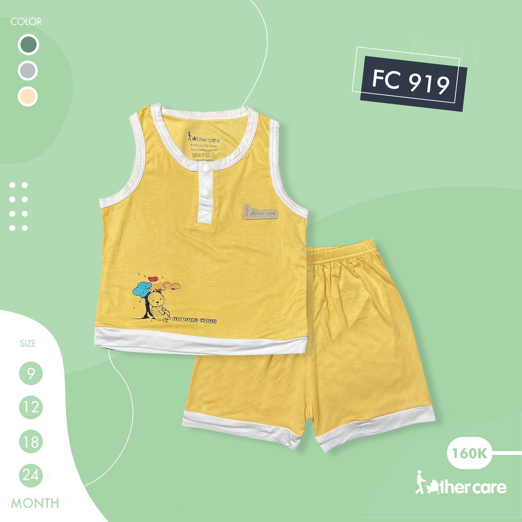 Bộ Quần áo trẻ em FatherCare Ba lỗ Nẹp trụ - Gấu &amp; Cây FC919