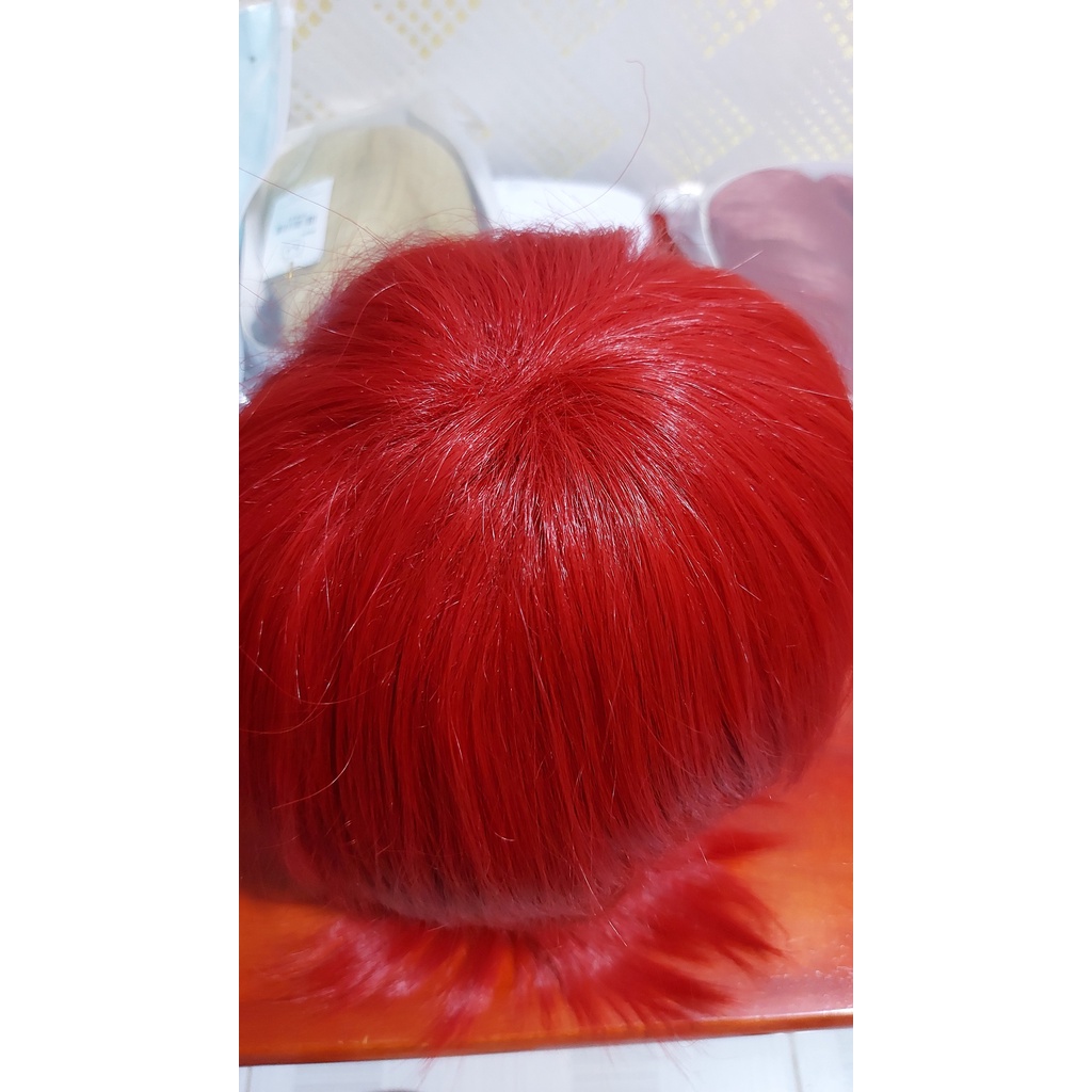 Wig/tóc giả nam nữ cơ bản cosplay 37cm màu trắng bạc nâu đen vàng đỏ hồng xanh dương tím