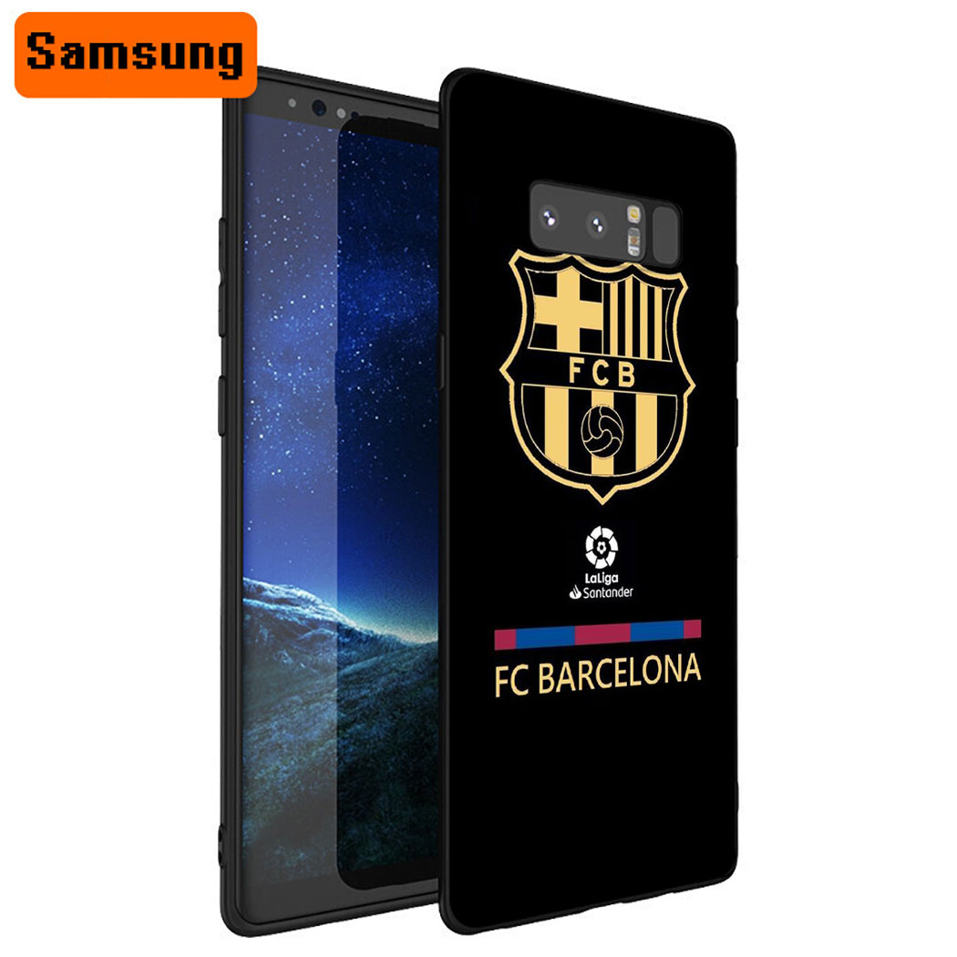 Ốp Điện Thoại Silicon Dẻo Viền Đen Họa Tiết Logo Đội Bóng Barcelona Cho Samsung A8 Plus A9 A10 A10s A20 A30 A20s A20e Xc37