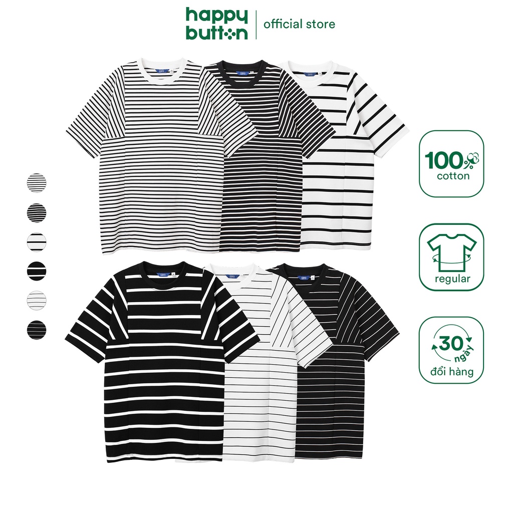 Áo Thun Nam Sọc Ngang Phối Tay Raglan - vải cotton, form regular fit - Happy Button