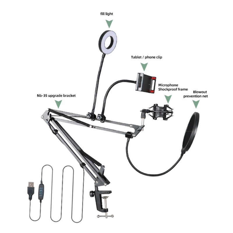Giá Đỡ Mic Kẹp Điện Thoại Có Thể Xoay 180 Độ Tiện Lợi