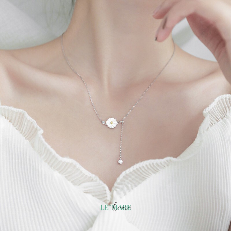 Bộ trang sức bạc Hoa cúc trai Le'mare Jewelry D7034