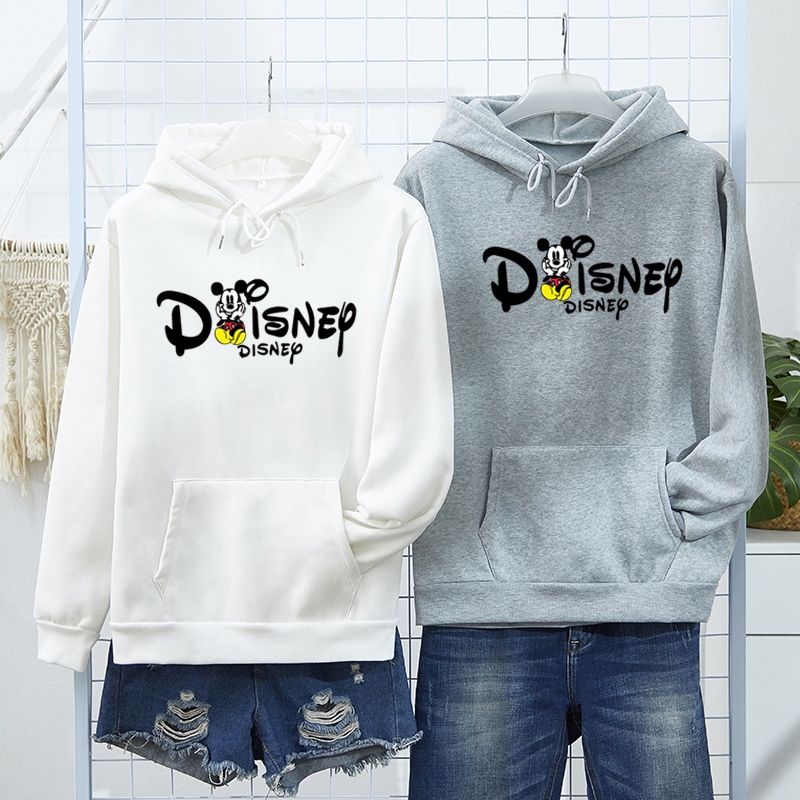Áo Khoác Hoodie Tay Dài Dáng Rộng In Hình Chuột Mickey Thời Trang Cho Cặp Đôi