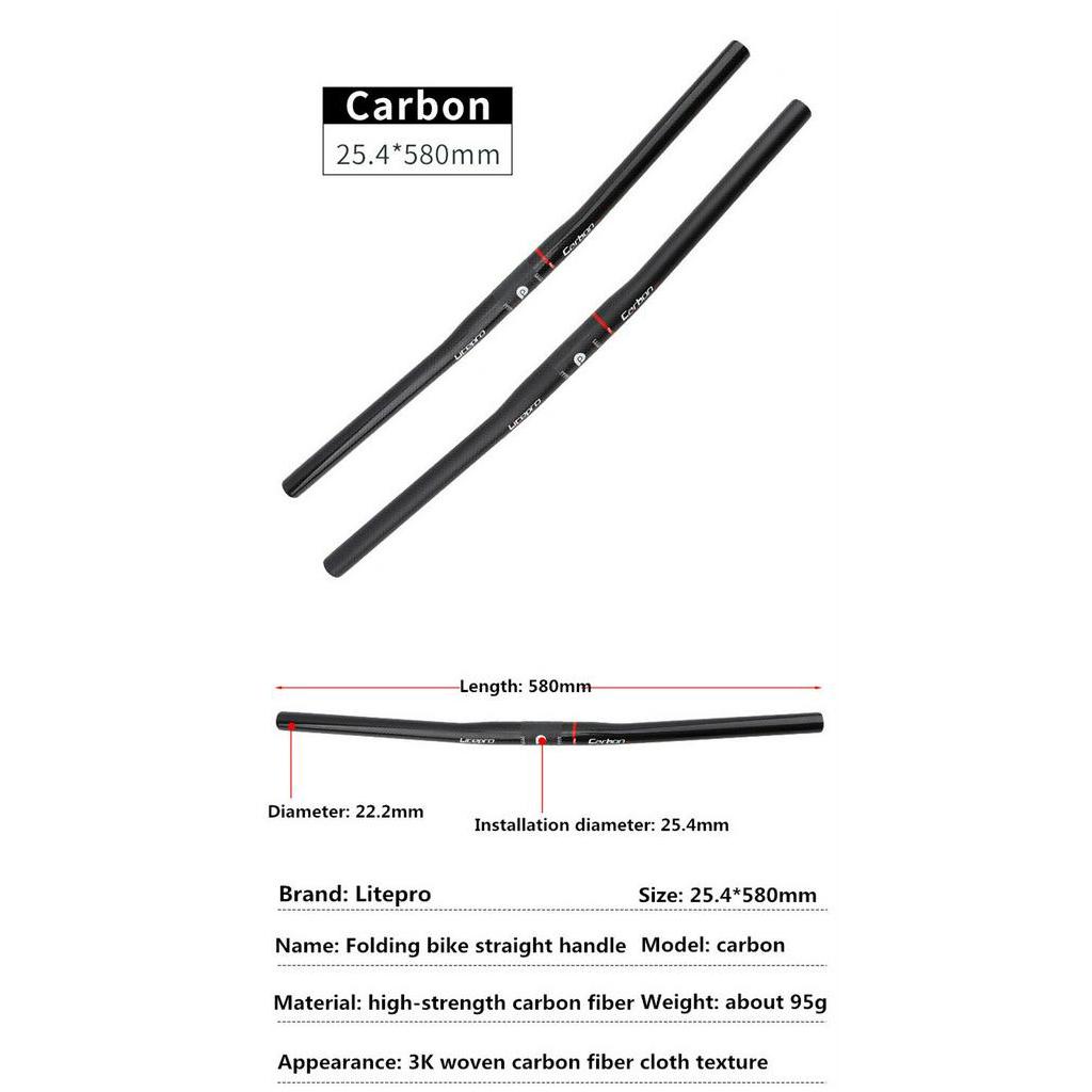 Ghi đông Litepro bằng sợi carbon 580mm siêu nhẹ chất lượng cao