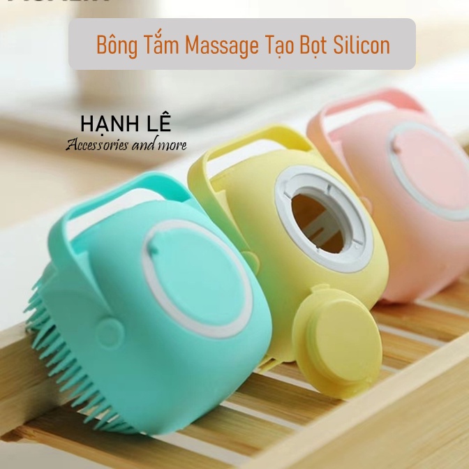 Cọ tắm Massage Silicon có khay chứa sữa tắm dầu tắm tiện lợi giúp tẩy tế bào chết và thư giãn trong lúc tắm