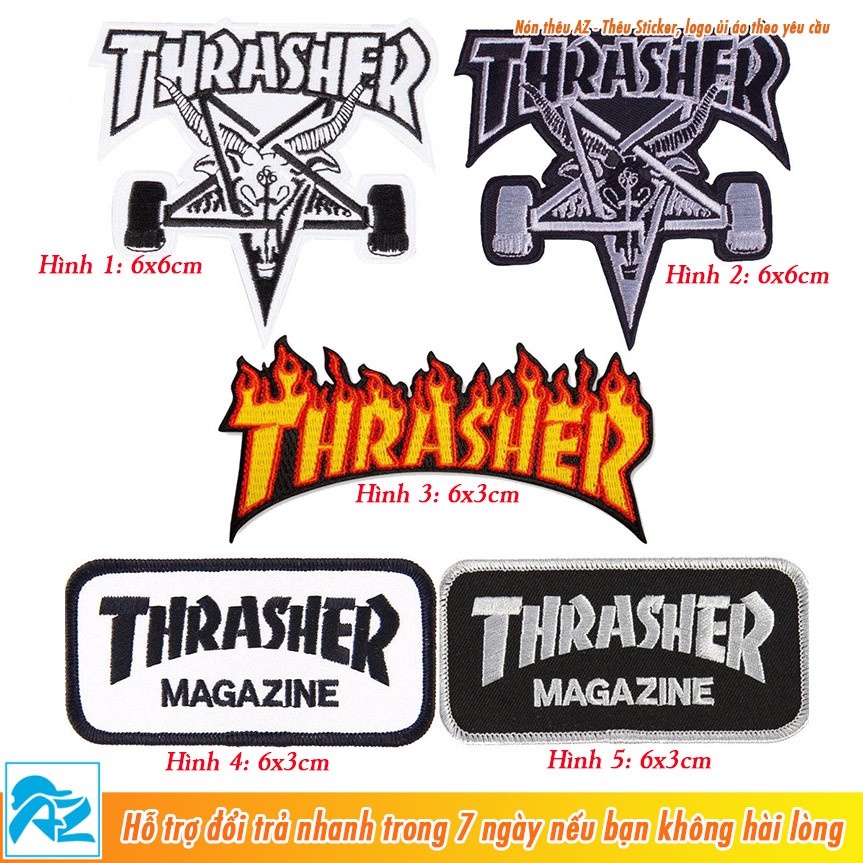 Patch ủi thêu logo Thrasher Magazine - Sticker Logo ủi quần áo balo S114