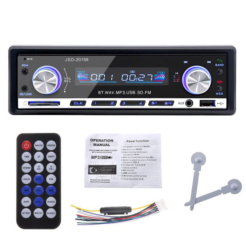 Đầu Nghe Nhạc MP3 Hỗ Trợ Bluetooth Kiêm Đài FM Cho Ô Tô JSD-20158