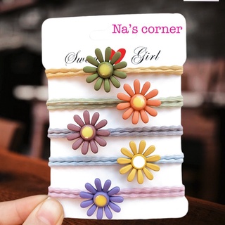 5 sợi Thun chun buộc cột tóc hoa