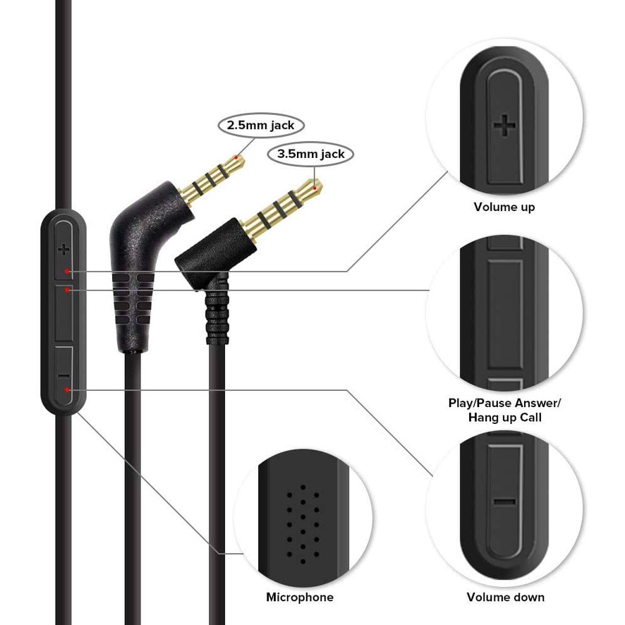 Dây Cáp Điều Chỉnh Âm Lượng Mic 3.5mm Sang 2.5Mm Cho Tai Nghe Bose QuietComfort 3 QC3