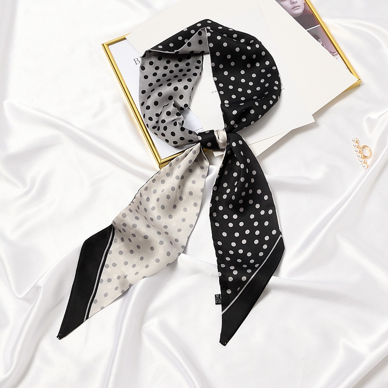 Khăn Quàng Cổ Dài Bằng Lụa Họa Tiết Sọc Thắt Nơ Dễ Phối Đồ