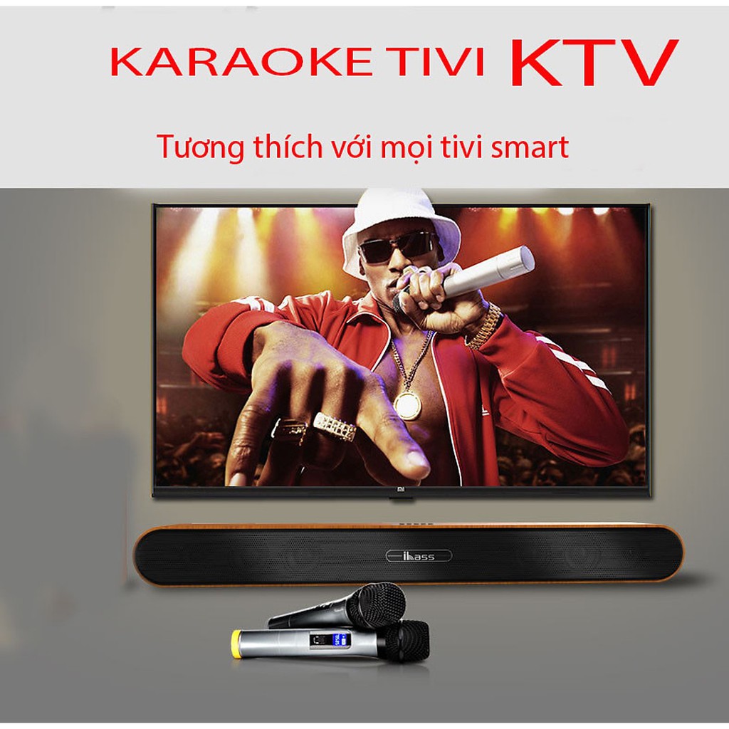 loa thanh tivi loa soundbar karaoke gồm 2 micro UHF D9100K