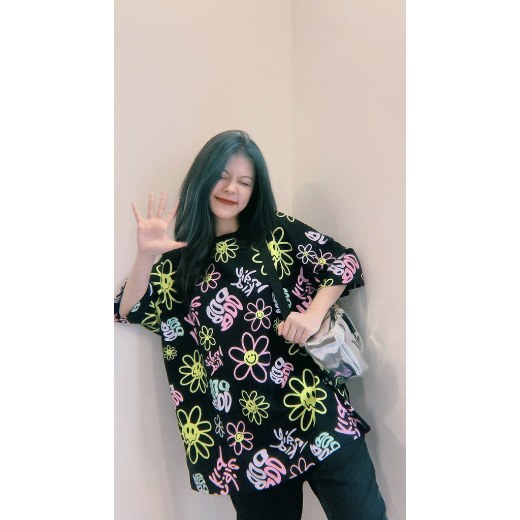 Áo Thun Nam Nữ Unisex BOO Oversize 100% Cotton Cao Cấp In Tràn OOB Đen Trắng
