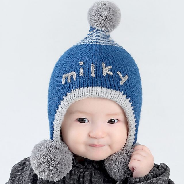 Mũ Len Quả Bông Cho Bé 5 Tháng - 2Tuổi lót lông cừu