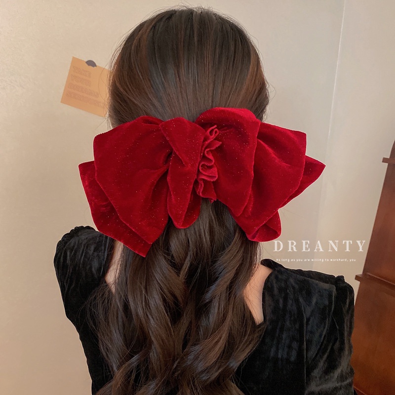 Kẹp Tóc Nơ Bằng Nhung Cao Cấp Phong Cách Vintage Hàn Quốc Mới