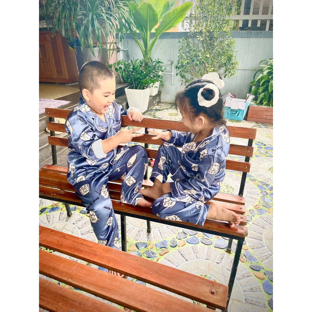 Đồ đồ trẻ con COCA KID cao cấp - bộ đồ pijama  cho bé chất lụa thoáng mát in hình cực đáng yêu Cho Bé Từ 8-39kg