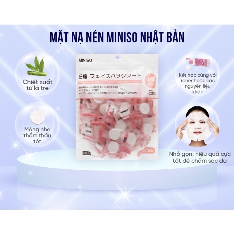 Mặt Nạ Giấy Nén Miniso Túi 100 Viên