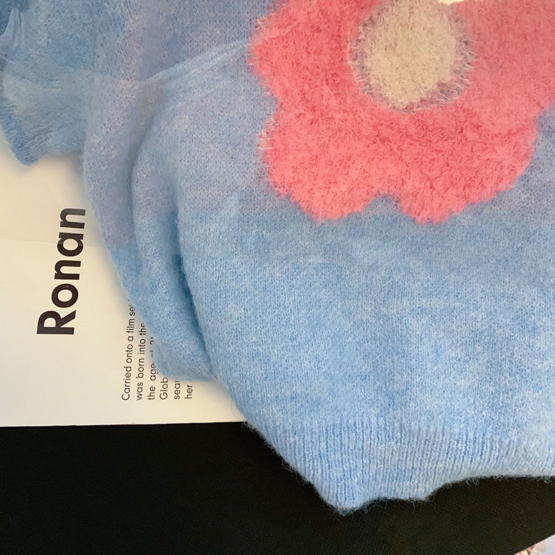 Áo Dệt Kim Ngắn Tay Mềm Mại In Họa Tiết Hoa Ba Chiều Phong Cách Hàn Quốc Thời Trang Mùa Hè Cho Nữ