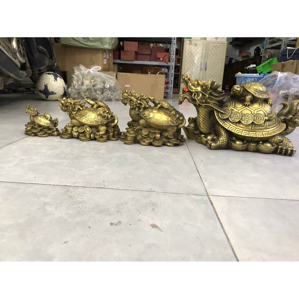 Long Quy rùa cõng con vật phẩm phong thuỷ bằng đồng