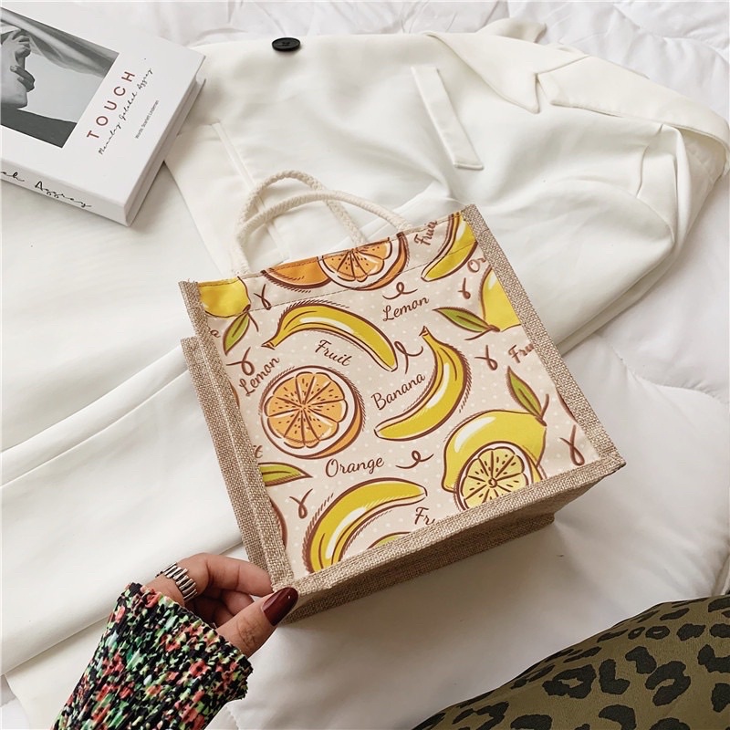 túi cói hoa quả mini sang chảnh