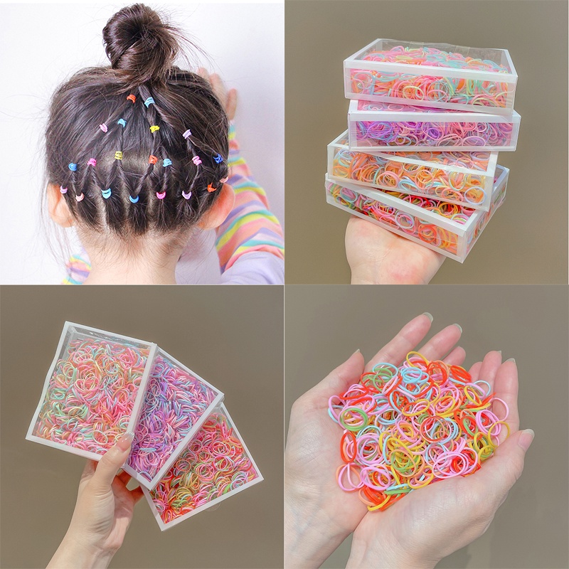Set 1000 Dây Buộc Tóc Cao Su Nhiều Màu Sắc Dùng Một Lần Cho Bé Gái