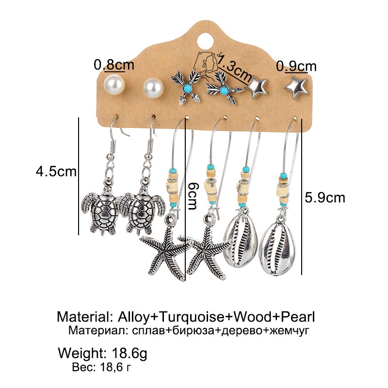 Set 6 Đôi Bông Tai Hình Bán Nguyệt Chạm Khắc Sáng Tạo Phong Cách Âu Mỹ