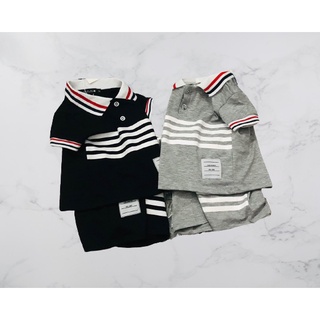 Bộ cộc tay áo polo cổ bẻ chất Cotton phối kẻ màu cực đẹp cho bé trai bé gái Namkidshop