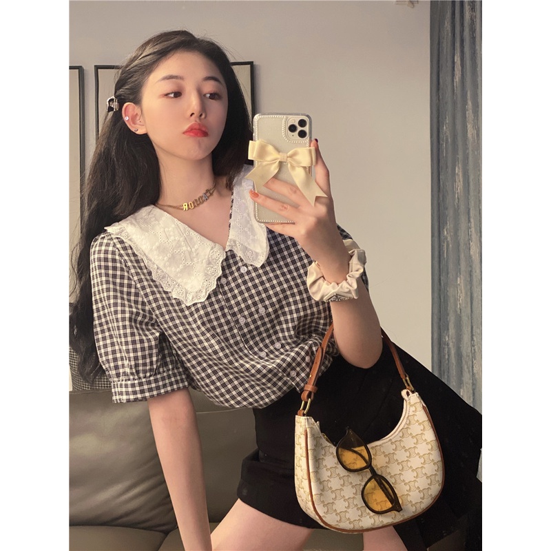 Áo Kiểu Tay Phồng Ngắn Thời Trang Mùa Hè Phong Cách Pháp Xinh Xắn Cho Nữ