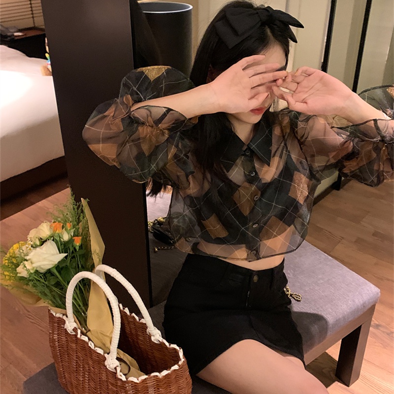 Áo Sơ Mi Tay Dài Hoạ Tiết Sọc Ca Rô Thiết Kế Hợp Thời Trang Cho Nữ