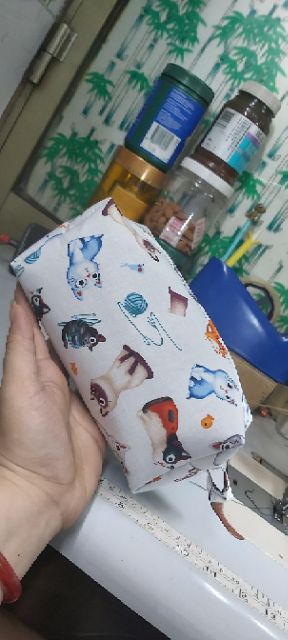 Hộp bút vải mèo và len