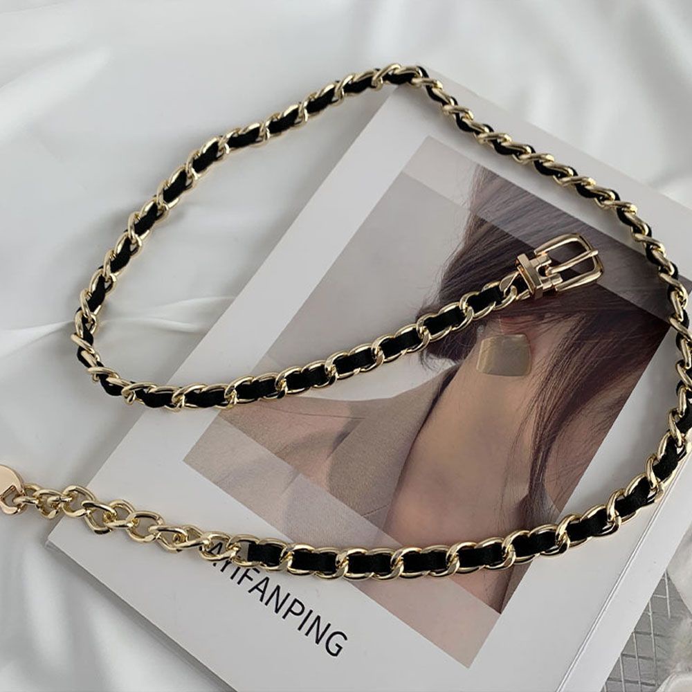 Dây thắt lưng kim loại phối da PU đính tua rua hoa phong cách gothic thời trang dành cho nữ