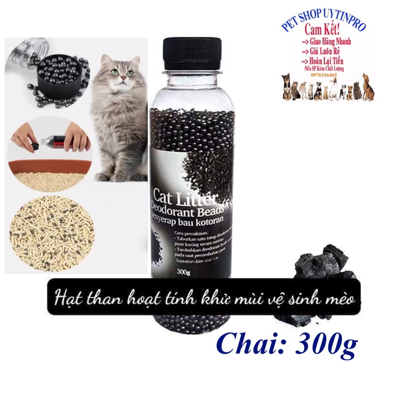 Hạt than hoạt tính khử mùi vệ sinh cho Mèo Cat Litter Chai 300g Giúp hấp thụ mùi, Làm giảm mùi hôi vệ sinh của Mèo