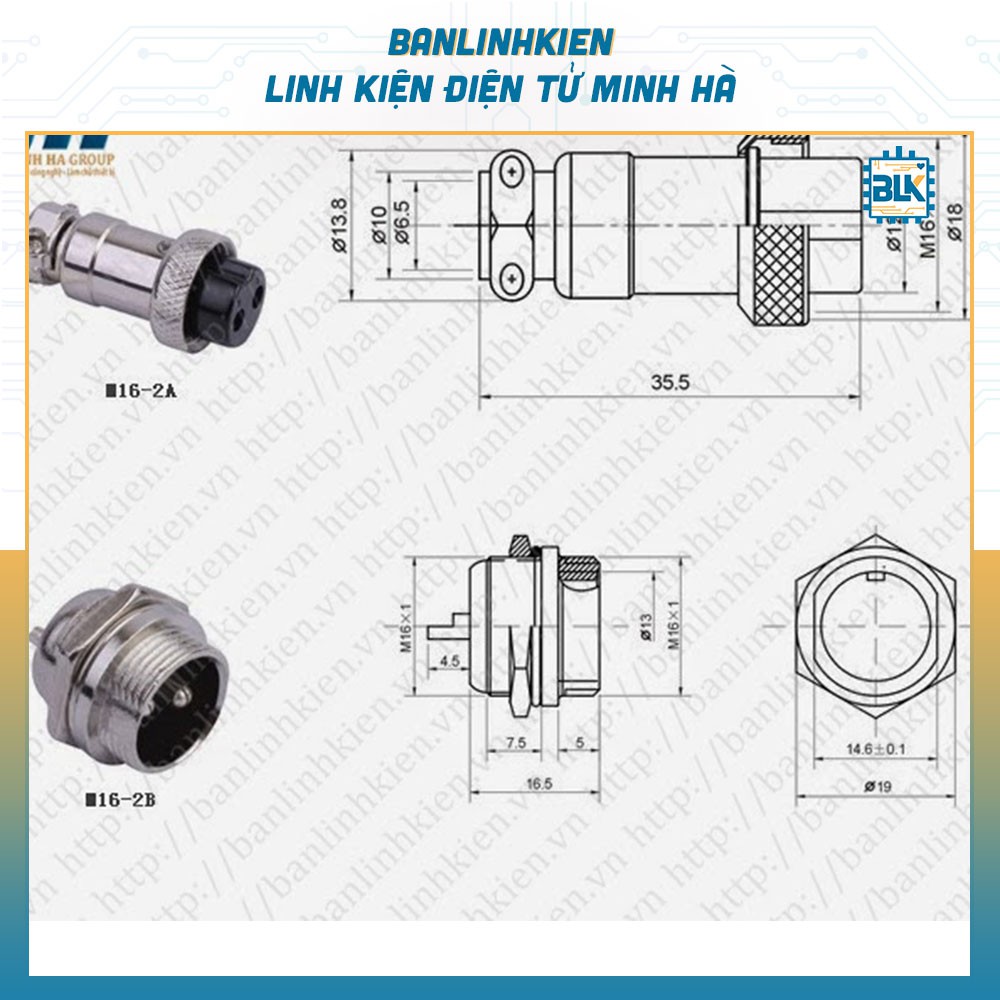 Bộ Jack GX16-2P