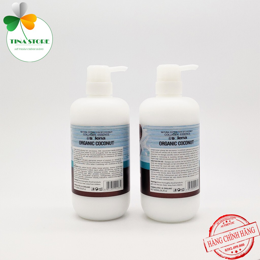 Miễn Ship🔥Cặp Dầu Gội Xả DỪA SELENA ORGANIC Ngăn Ngừa Rụng Tóc, Phục Hồi Tóc Khô Xơ, Hư Tổn, Ngăn Ngừa Gàu |  Chính Hãng | BigBuy360 - bigbuy360.vn