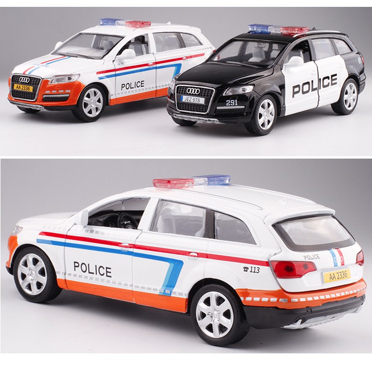 Đồ chơi xe ô tô cảnh sát bằng sắt mô hình ô tô Audi Q7 có đèn và âm thanh