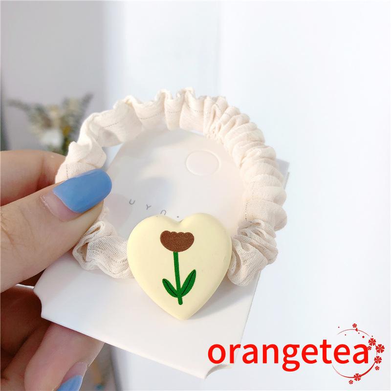 Dây buộc tóc trang trí hình trái tim hoạt hình phong cách Hàn Quốc dễ thương dành cho bé gái