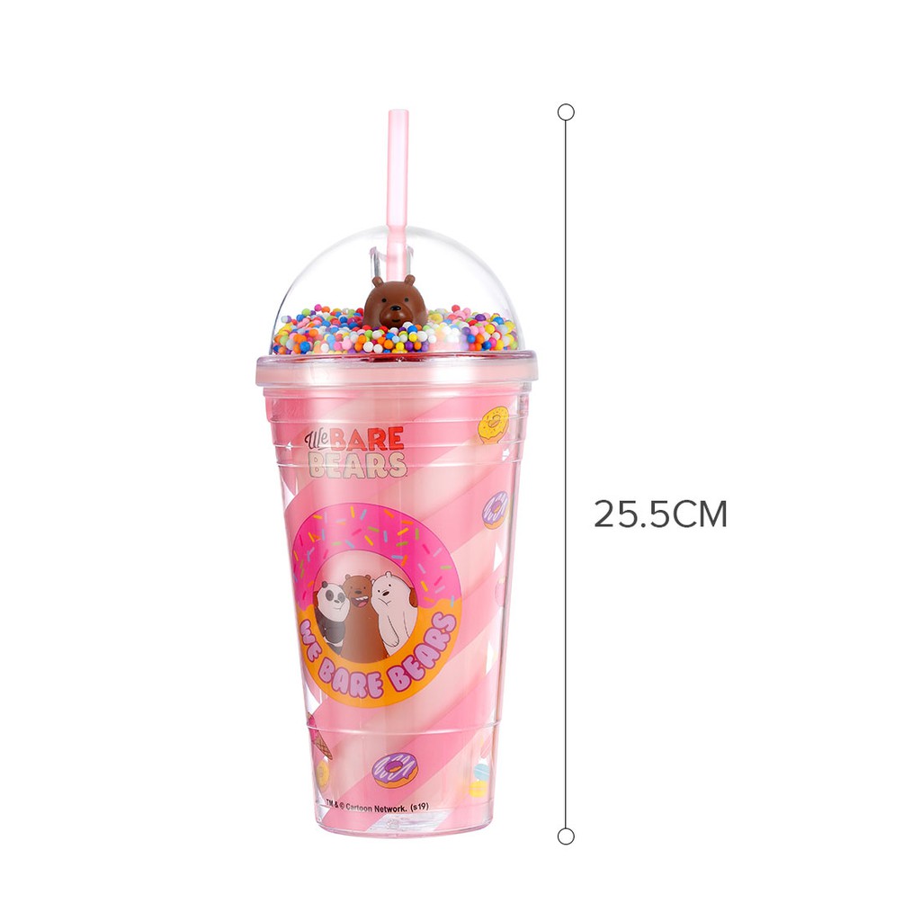 Cốc nhựa Miniso x We Bare Bears kèm ống hút 480ml - Hàng chính hãng